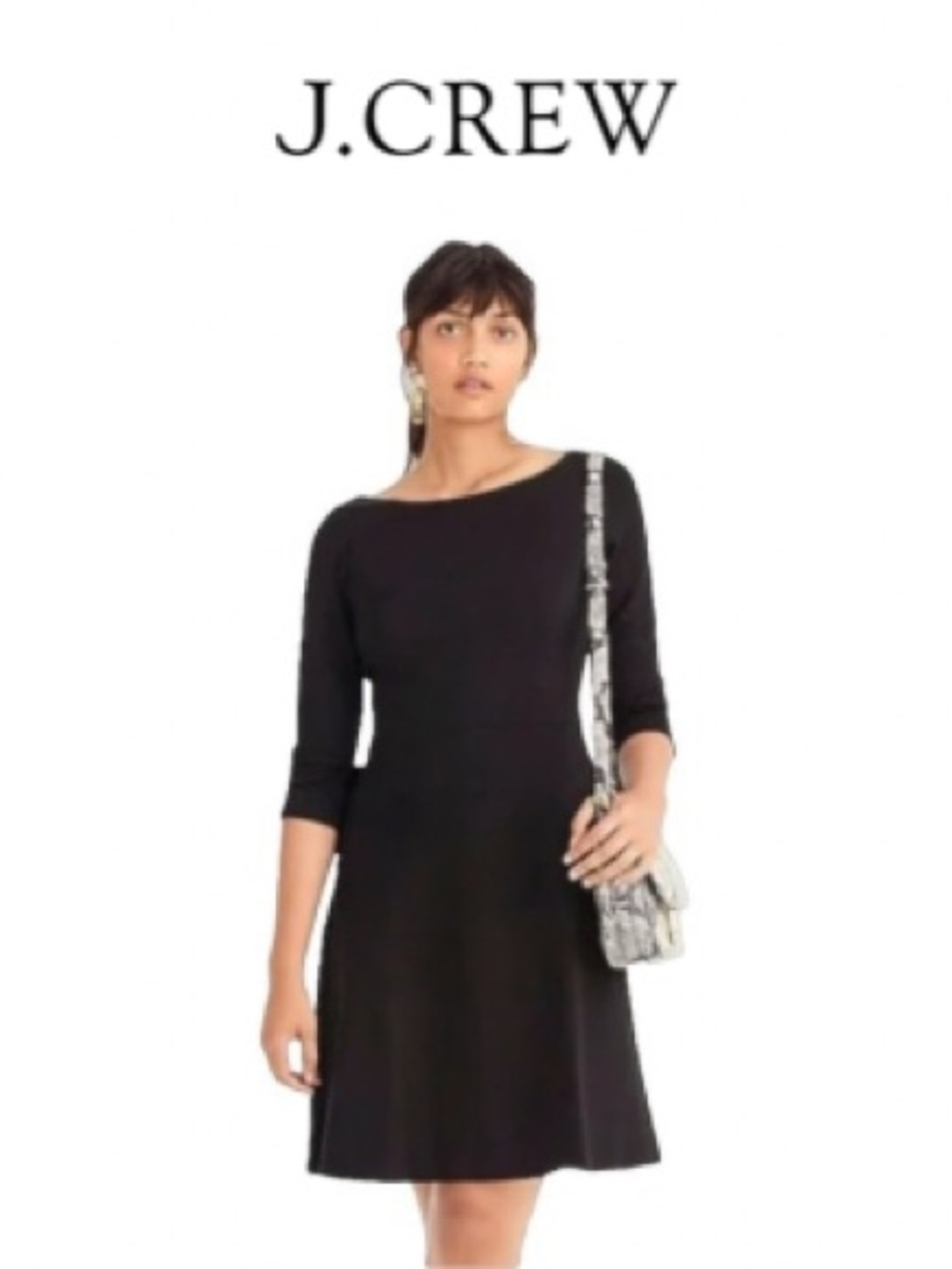J. Crew Black Boatneck Long-Sleeve A-Line Dress